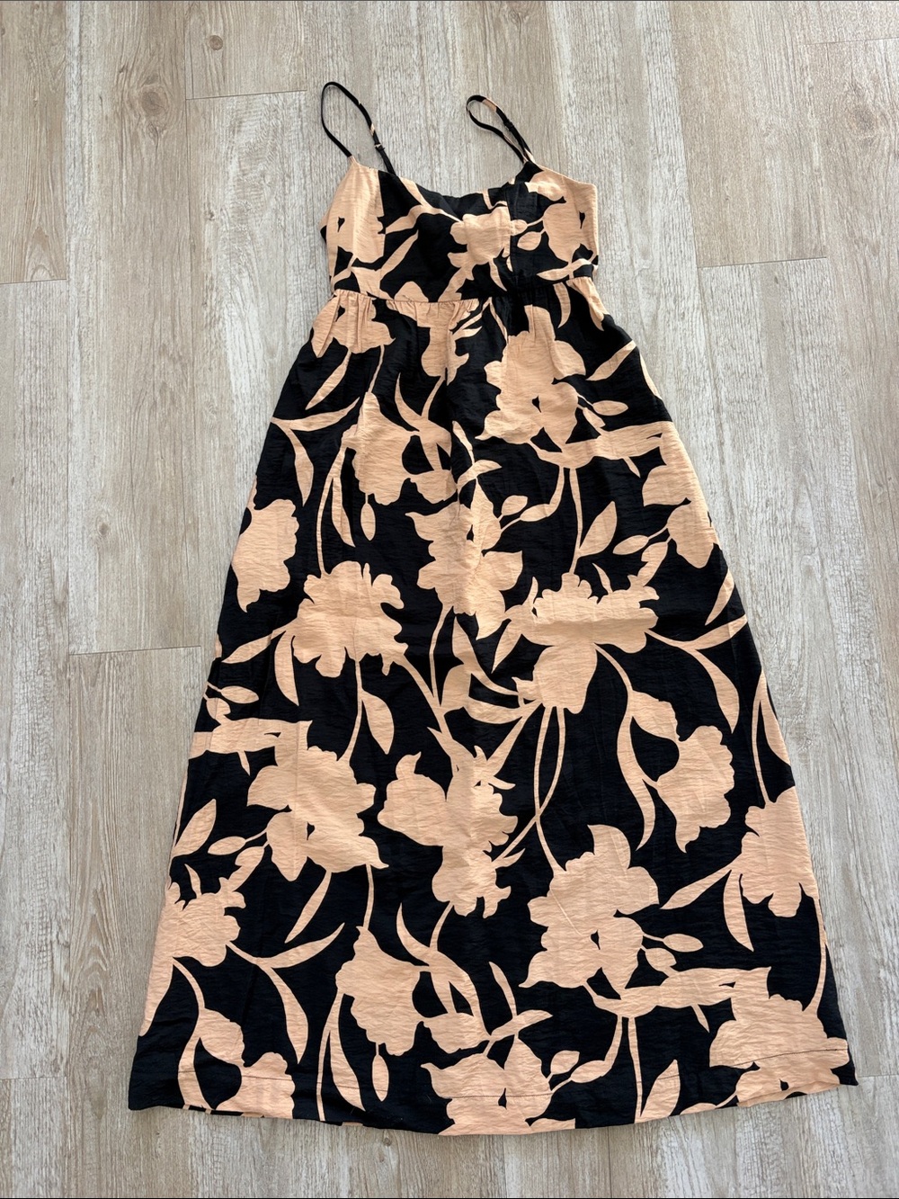 Floral Maxi Dress Black and Tan